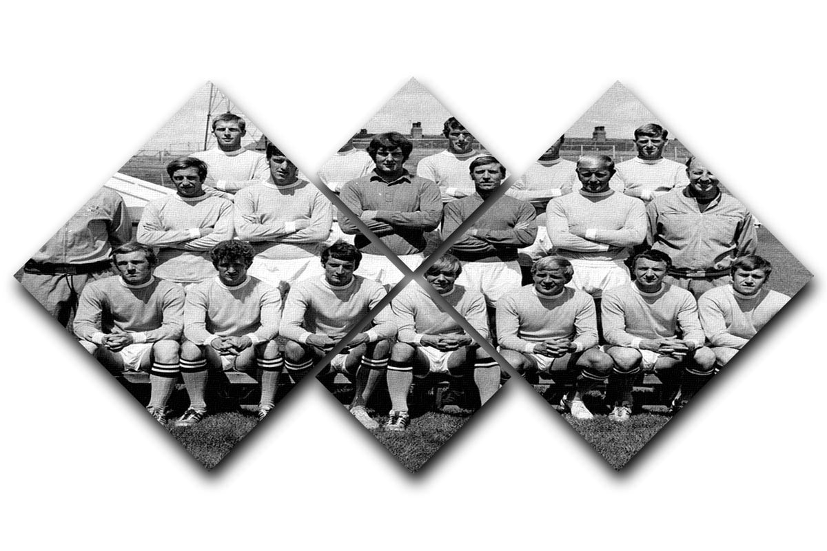 1969 Manchester City FC team photo displayed in a 4-square multi-panel canvas format, showcasing the iconic football club's history.