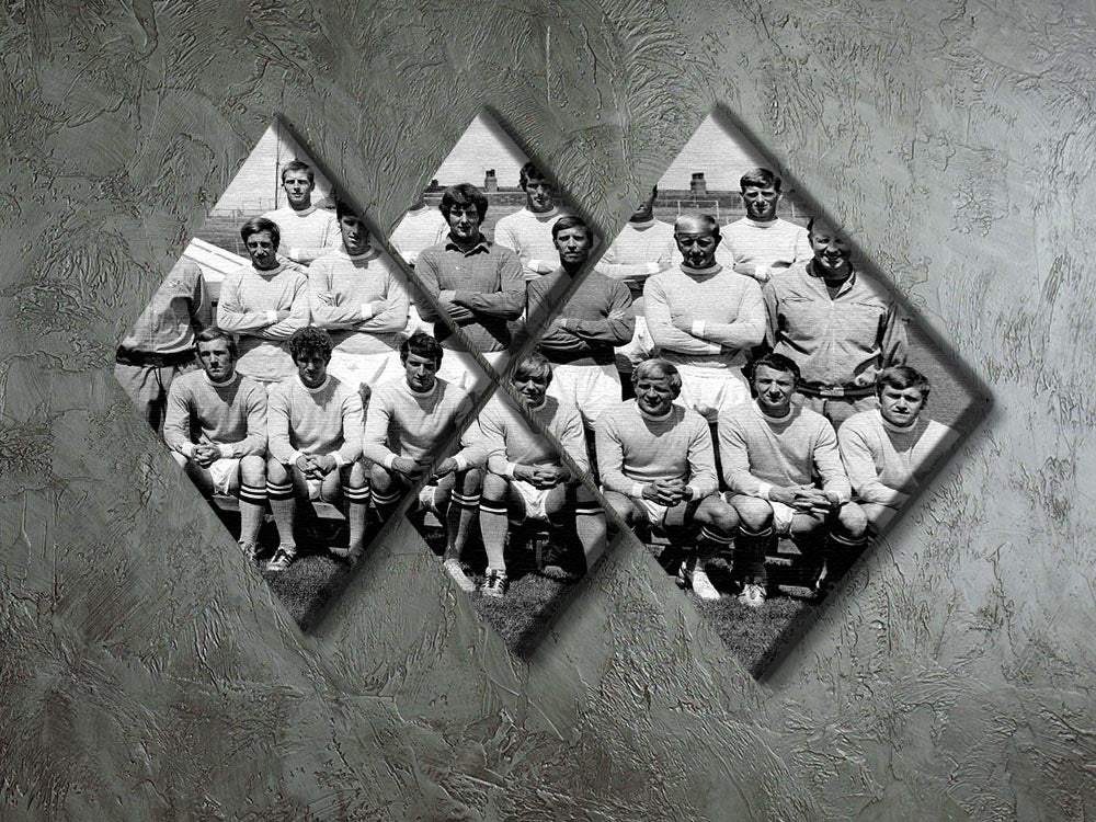 1969 Manchester City FC team photo displayed in a 4-square multi-panel canvas format, showcasing the iconic football club's history.