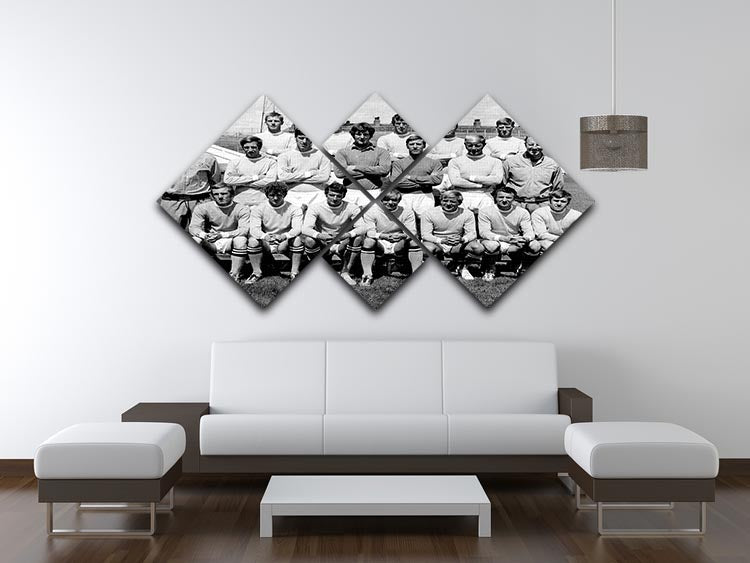 1969 Manchester City FC team photo displayed in a 4-square multi-panel canvas format, showcasing the iconic football club's history.