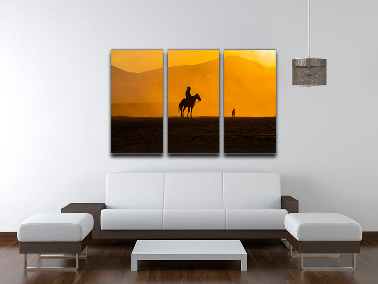Three-panel canvas print featuring a captivating design of man's best friends, perfect for home decor.