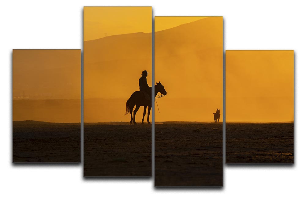 A 4-split canvas artwork featuring four panels depicting dogs, showcasing a dynamic and cohesive design.