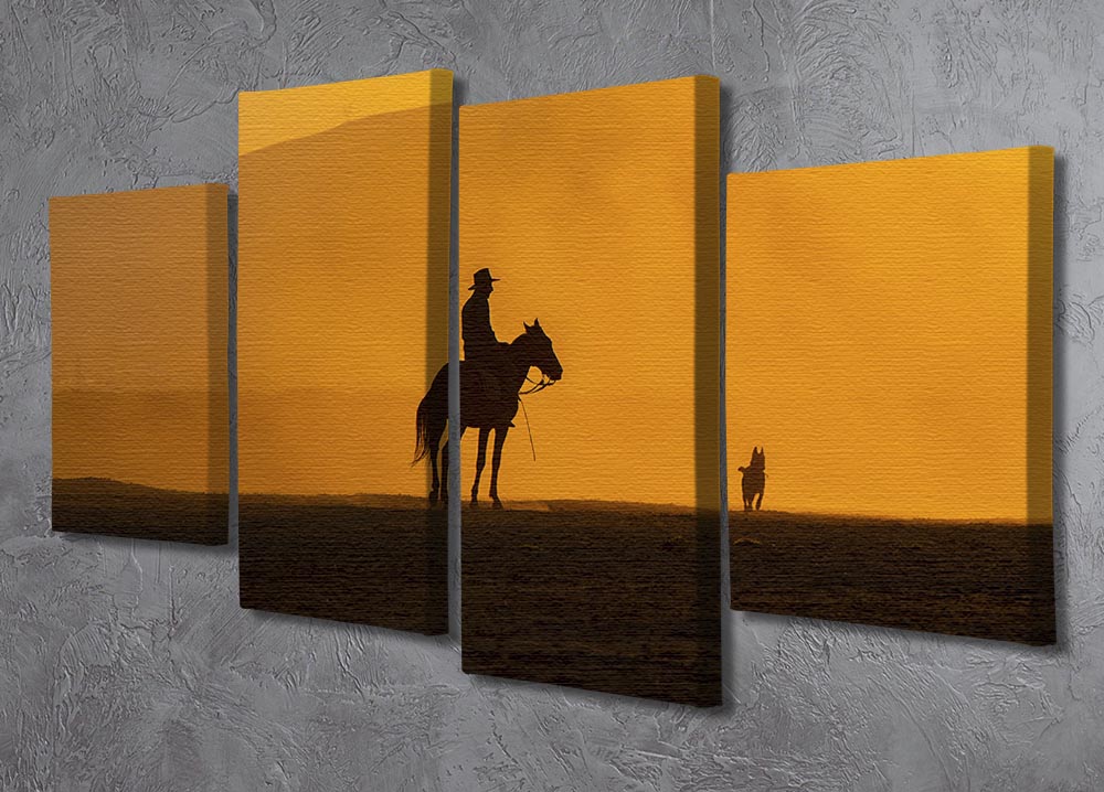 A 4-split canvas artwork featuring four panels depicting dogs, showcasing a dynamic and cohesive design.