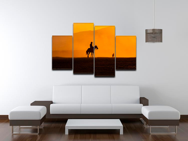 A 4-split canvas artwork featuring four panels depicting dogs, showcasing a dynamic and cohesive design.