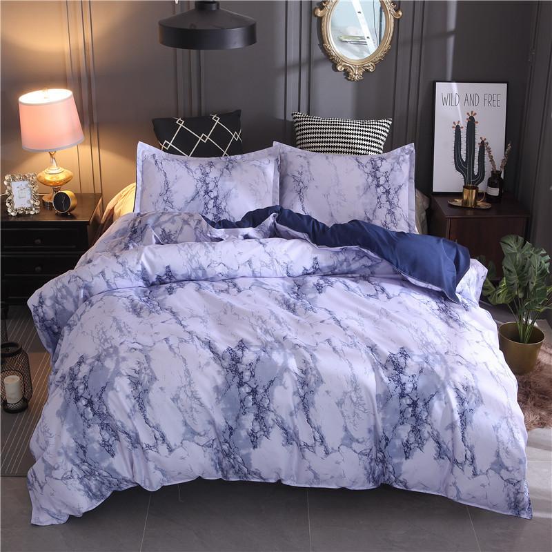 Marble Pattern Bedding Set featuring a stylish duvet cover and matching pillowcases in elegant design.