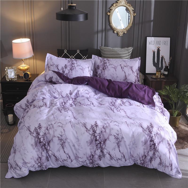 Marble Pattern Bedding Set featuring a stylish duvet cover and matching pillowcases in elegant design.