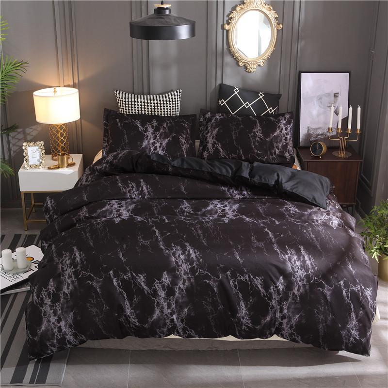 Marble Pattern Bedding Set featuring a stylish duvet cover and matching pillowcases in elegant design.