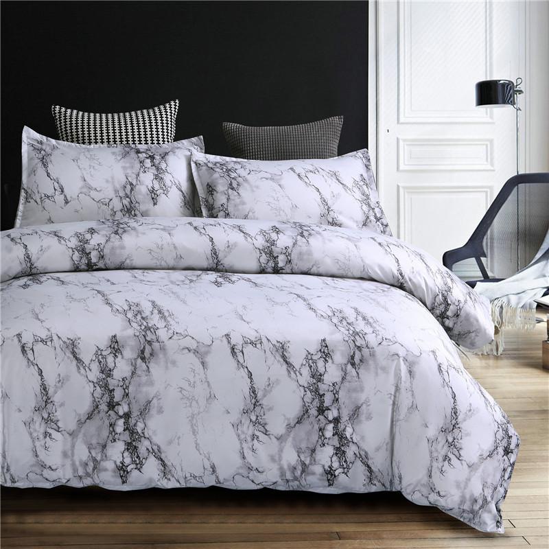 Marble Pattern Bedding Set featuring a stylish duvet cover and matching pillowcases in elegant design.
