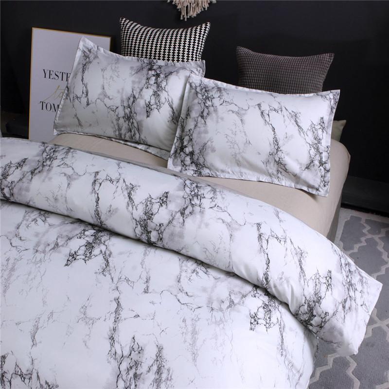 Marble Pattern Bedding Set featuring a stylish duvet cover and matching pillowcases in elegant design.