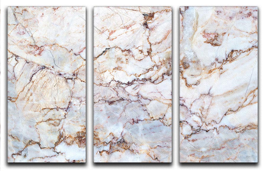 A beautiful 3-panel canvas print featuring marble with brown veins, perfect for home decor.