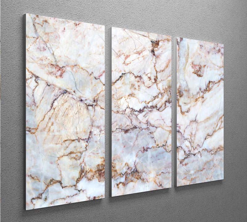 A beautiful 3-panel canvas print featuring marble with brown veins, perfect for home decor.