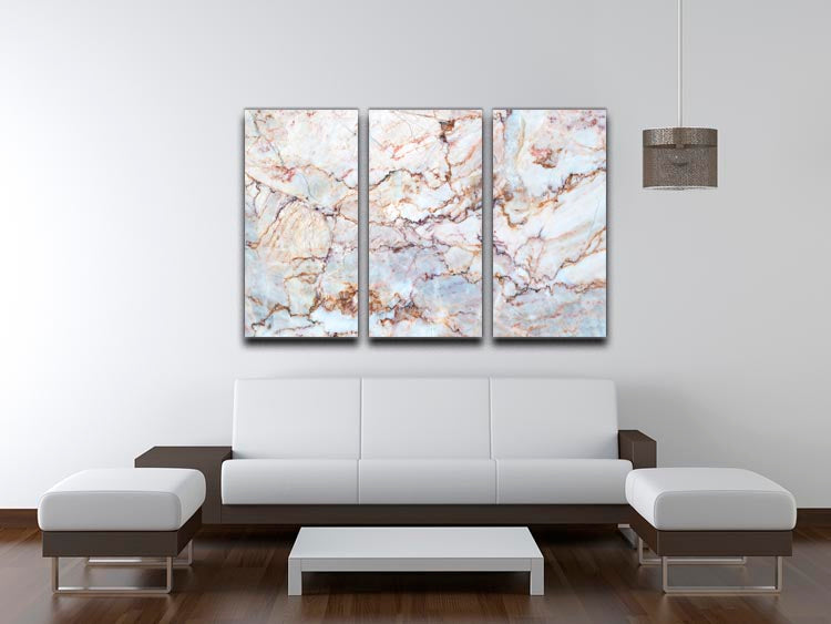 A beautiful 3-panel canvas print featuring marble with brown veins, perfect for home decor.