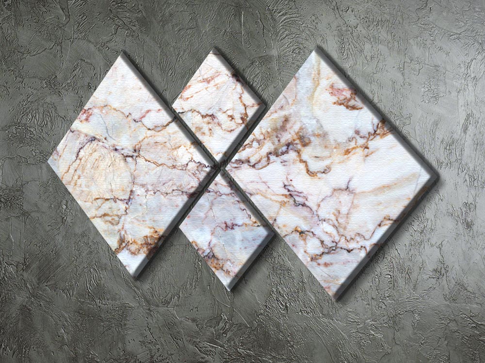 A beautiful 4-square multi-panel canvas featuring a marble design with rich brown veins, ideal for modern home decor.