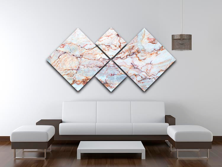 A beautiful 4-square multi-panel canvas featuring a marble design with rich brown veins, ideal for modern home decor.
