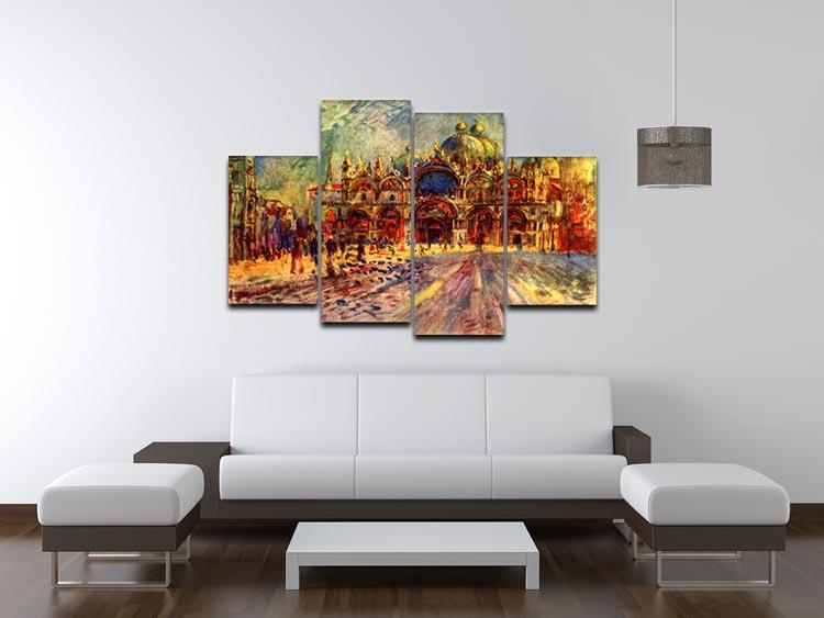 A beautiful 4-split canvas artwork depicting Marcus Place in Venice by Renoir, showcasing vibrant colors and intricate details.