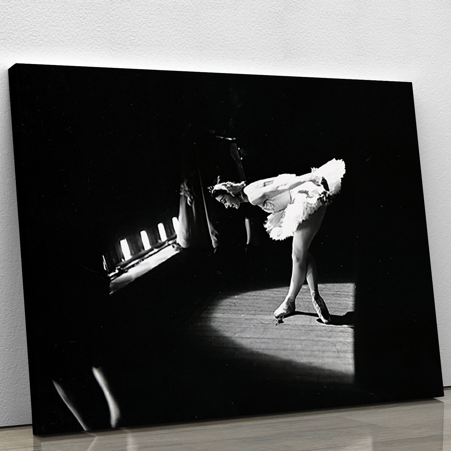 Canvas print of Margot Fonteyn taking a curtain call, showcasing her elegance and grace in ballet.