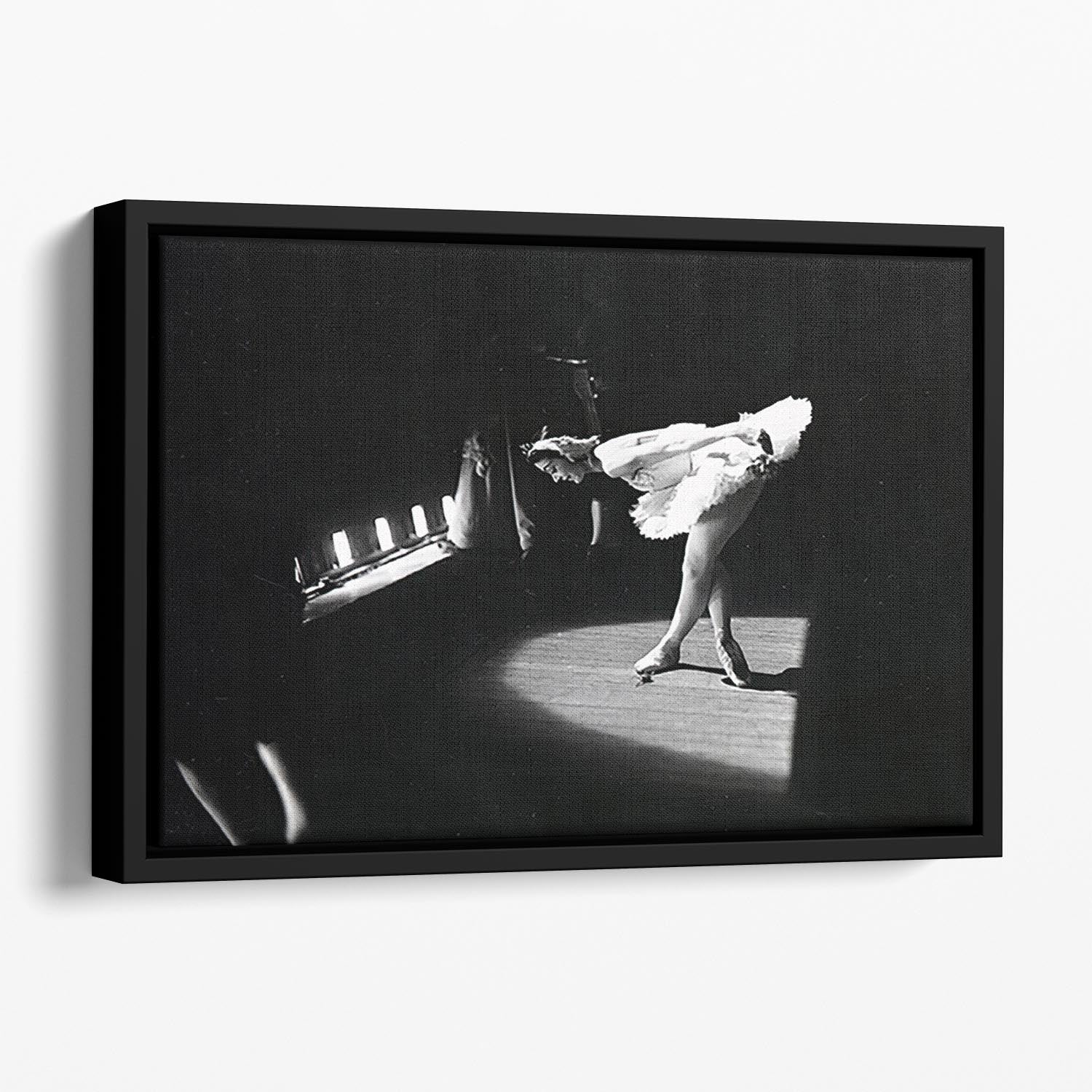 Margot Fonteyn takes a curtain call Floating Framed Canvas art piece showcasing vibrant colors and abstract design in a stylish wooden frame.
