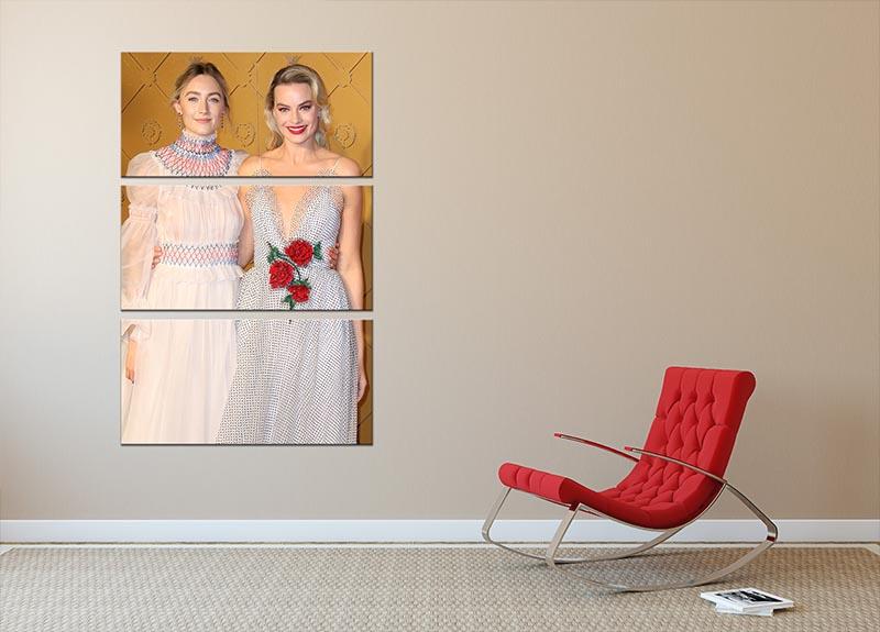 A stunning 3-panel canvas print featuring Margot Robbie and Saoirse Ronan, perfect for enhancing any living space.