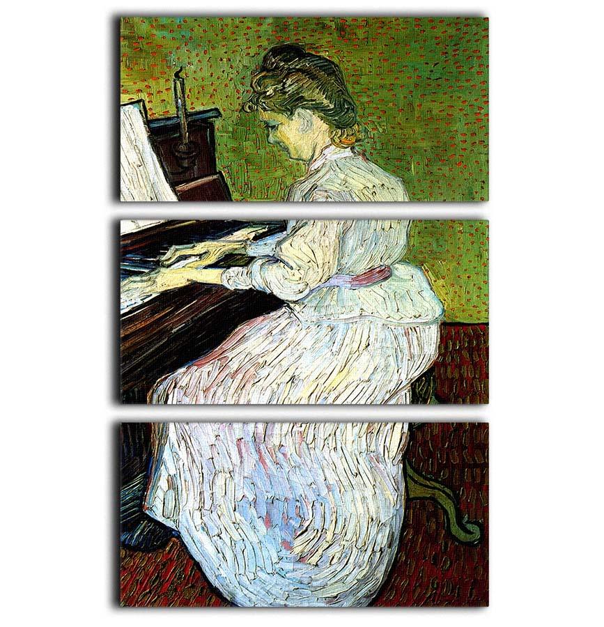 Three-panel canvas print of Van Gogh's Marguerite Gachet at the Piano, showcasing vibrant colors and intricate details.
