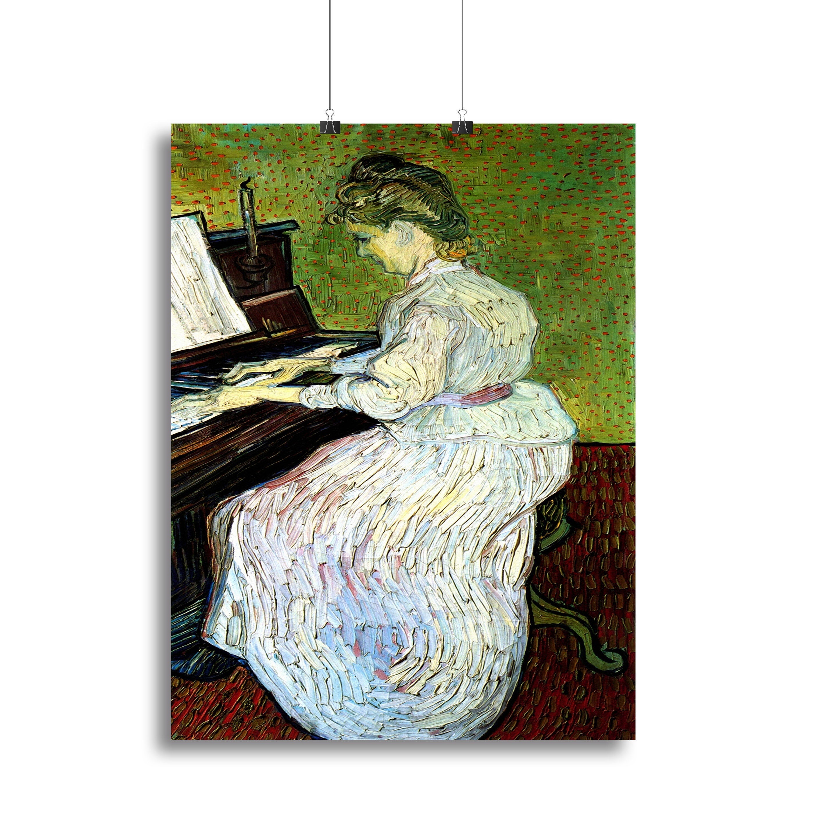 Canvas print of Marguerite Gachet at the Piano by Van Gogh, showcasing vibrant colors and intricate details.