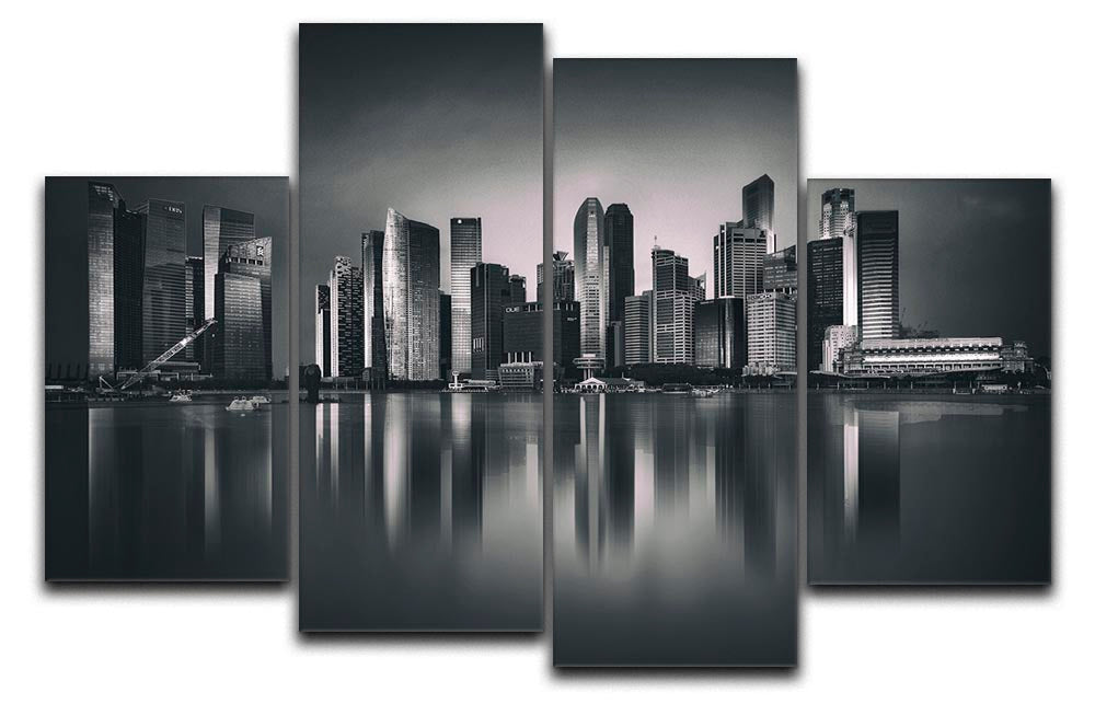 Marina Bay 4 Split Panel Canvas artwork featuring a stunning urban landscape divided into four panels.