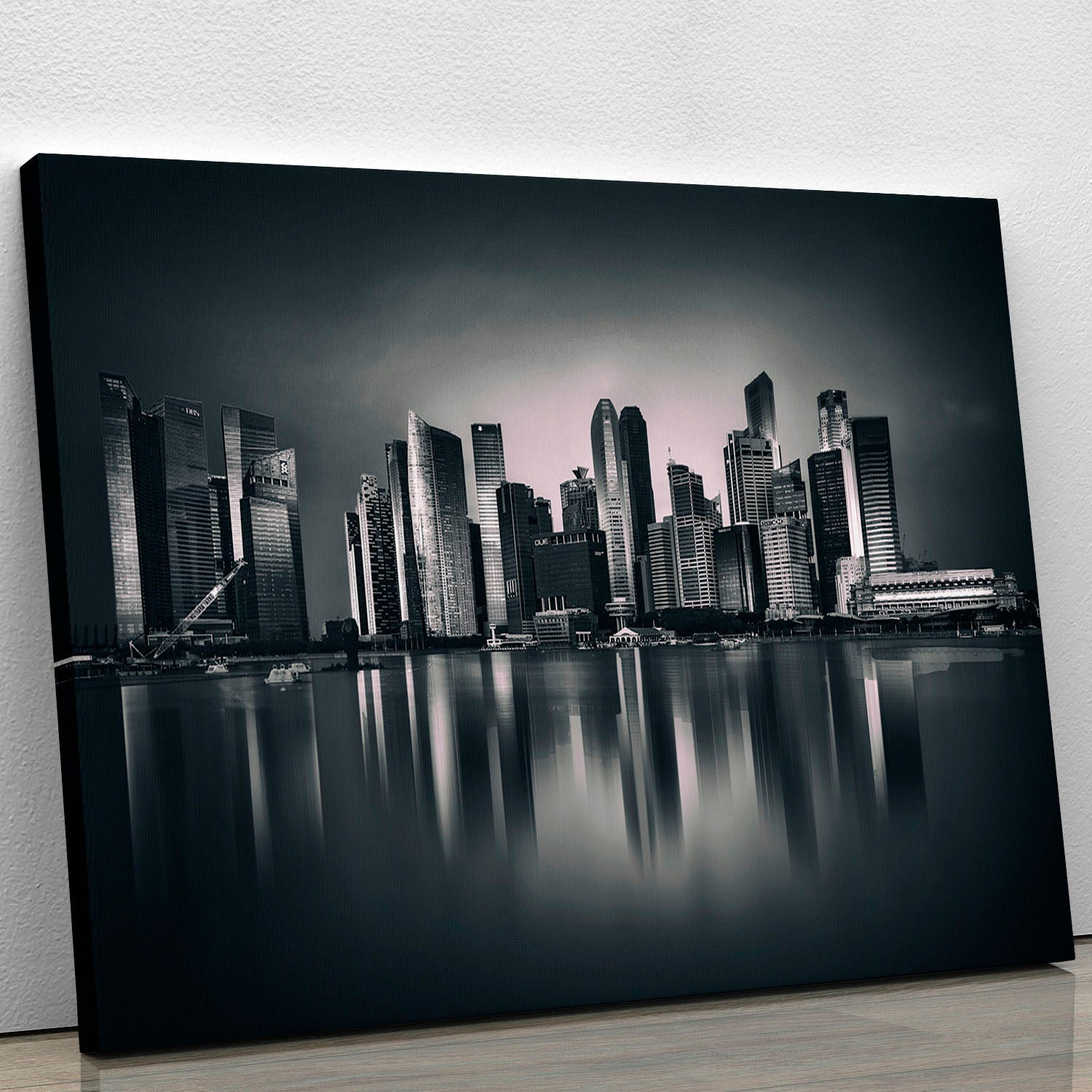 A vibrant canvas print of Marina Bay showcasing its iconic skyline and colorful atmosphere, perfect for home or office decor.