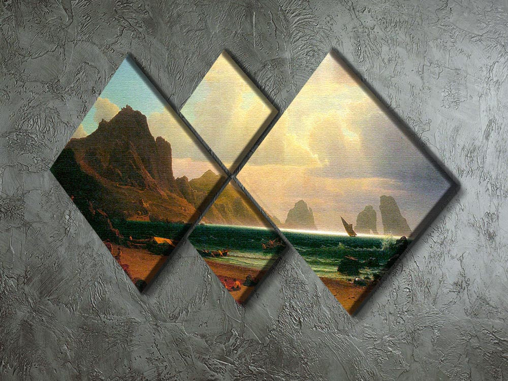 Marina Piccola Capri 4 Square Multi Panel Canvas artwork featuring vibrant colors and serene coastal scenery.