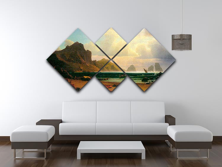 Marina Piccola Capri 4 Square Multi Panel Canvas artwork featuring vibrant colors and serene coastal scenery.