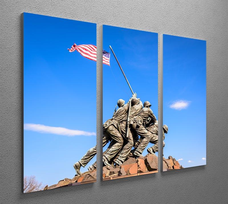 Marine Corps War Memorial at dawn, displayed as a 3-panel canvas print, showcasing vibrant colors and intricate details.