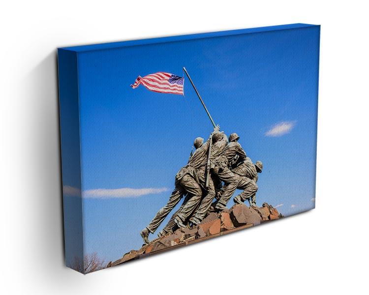 Canvas print of the Marine Corps War Memorial at dawn, showcasing the iconic statue against a beautiful sunrise.