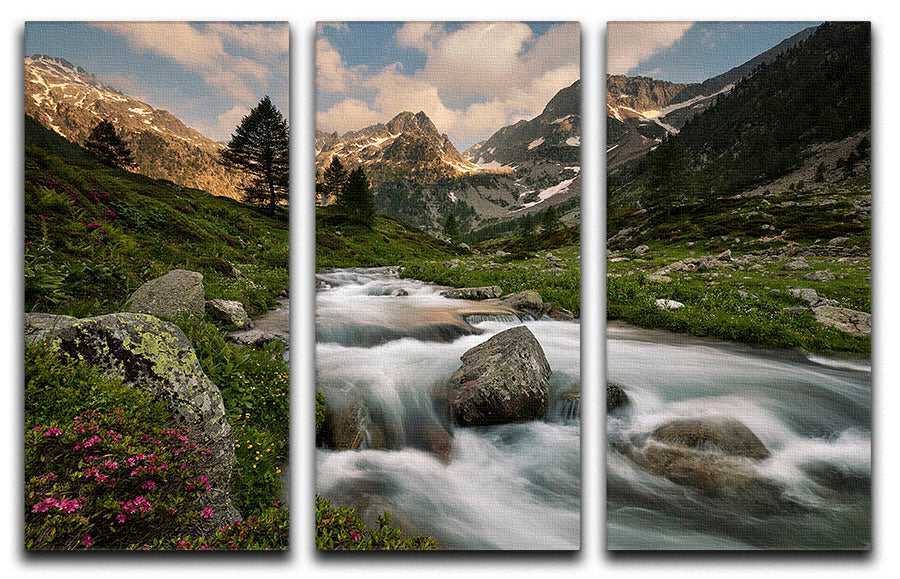 Maritime Alps Park 3 Split Panel Canvas Print showcasing stunning mountain scenery across three canvases.