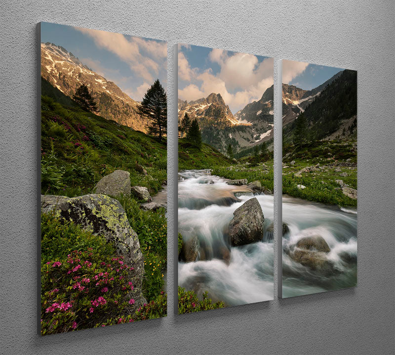 Maritime Alps Park 3 Split Panel Canvas Print showcasing stunning mountain scenery across three canvases.