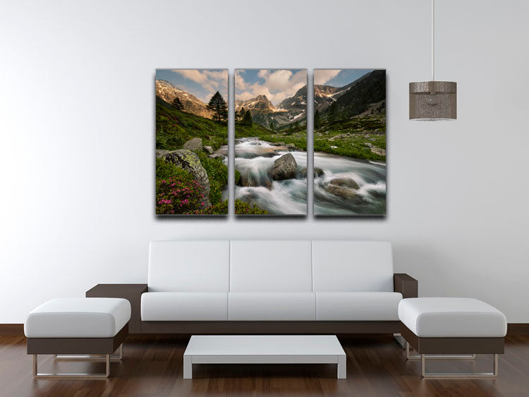 Maritime Alps Park 3 Split Panel Canvas Print showcasing stunning mountain scenery across three canvases.