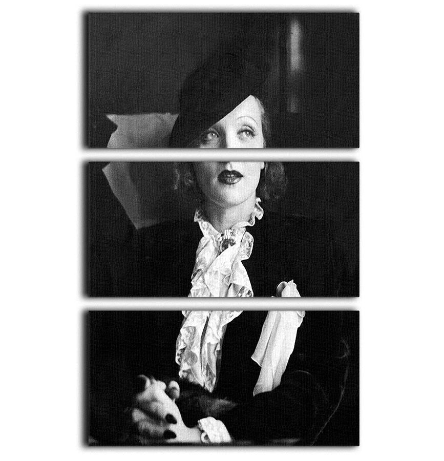Marlene Dietrich Black and White 3 Split Panel Canvas Print showcasing elegant design and high-quality finish.