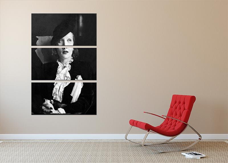 Marlene Dietrich Black and White 3 Split Panel Canvas Print showcasing elegant design and high-quality finish.