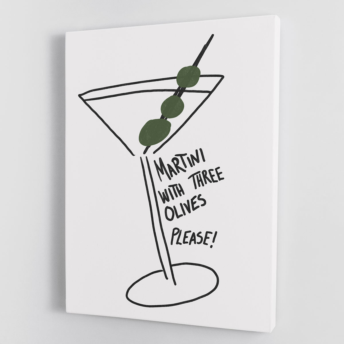 Martini Three Olives canvas print featuring a stylish cocktail design, perfect for home or office decor.