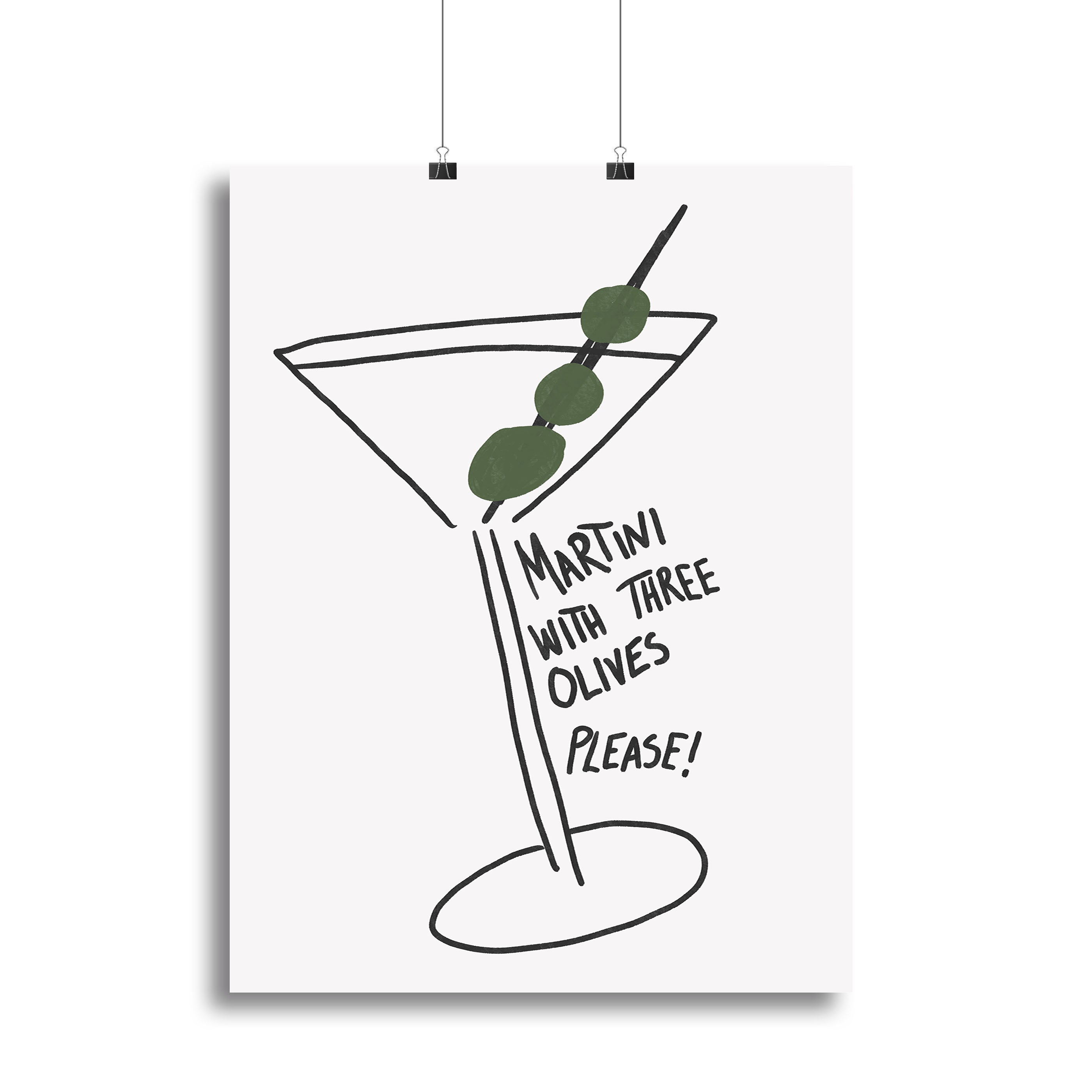 Martini Three Olives canvas print featuring a stylish cocktail design, perfect for home or office decor.