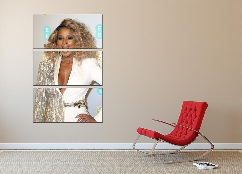 Mary J Blige at the BAFTAs 3-panel canvas print showcasing vibrant colors and elegant design.
