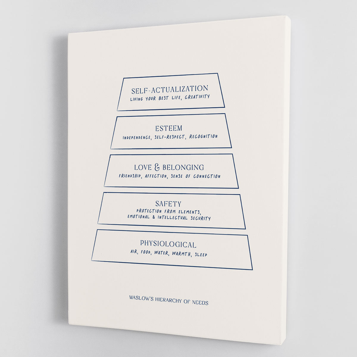 A vibrant Maslow Canvas Print showcasing modern art with abstract designs, perfect for home or office decor.