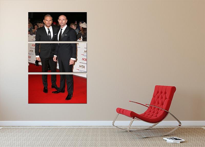 A beautiful 3-panel canvas print featuring Matt Goss and Luke Goss, showcasing vibrant colors and intricate details, perfect for home decor.