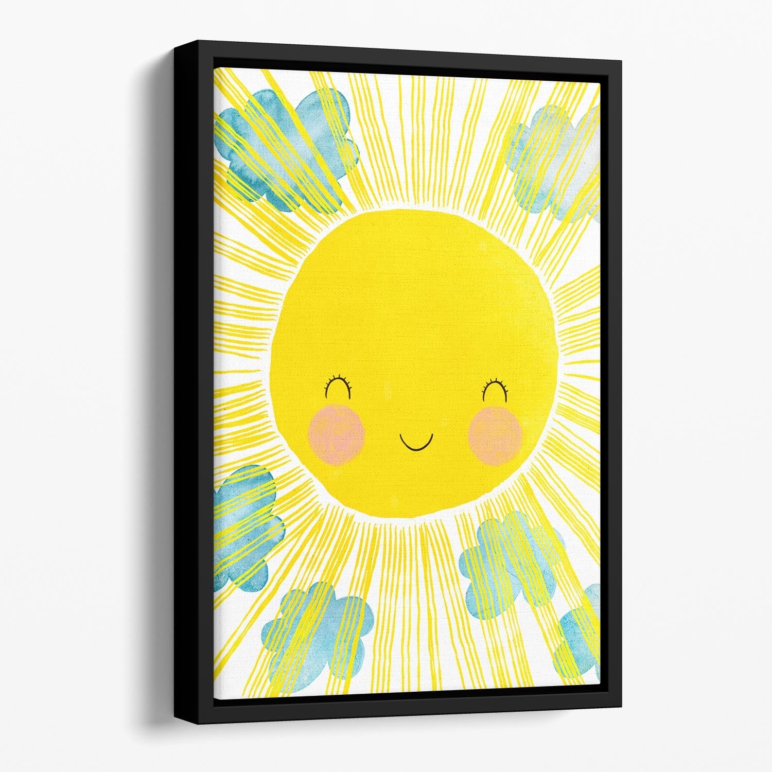 Matahari Floating Framed Canvas featuring vibrant abstract art in an elegant wooden frame, creating a modern and sophisticated wall decor piece.