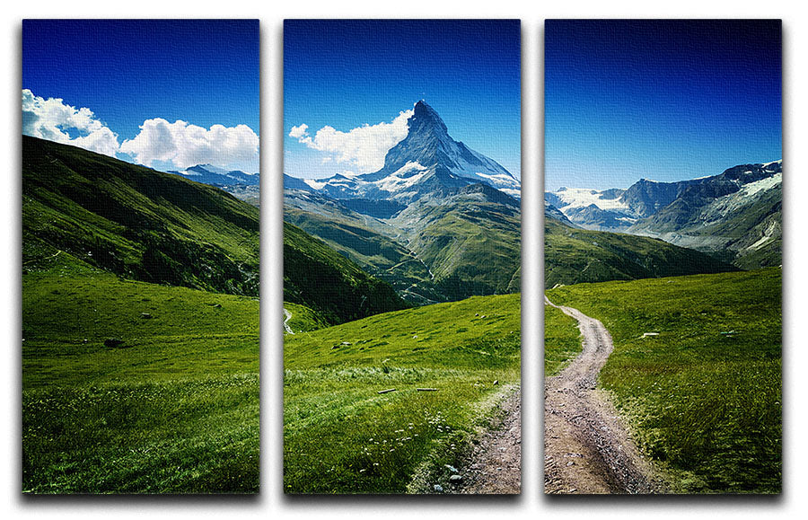 Matterhorn II 3 Split Panel Canvas Print showcasing stunning mountain scenery in three panels.