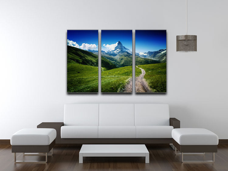 Matterhorn II 3 Split Panel Canvas Print showcasing stunning mountain scenery in three panels.