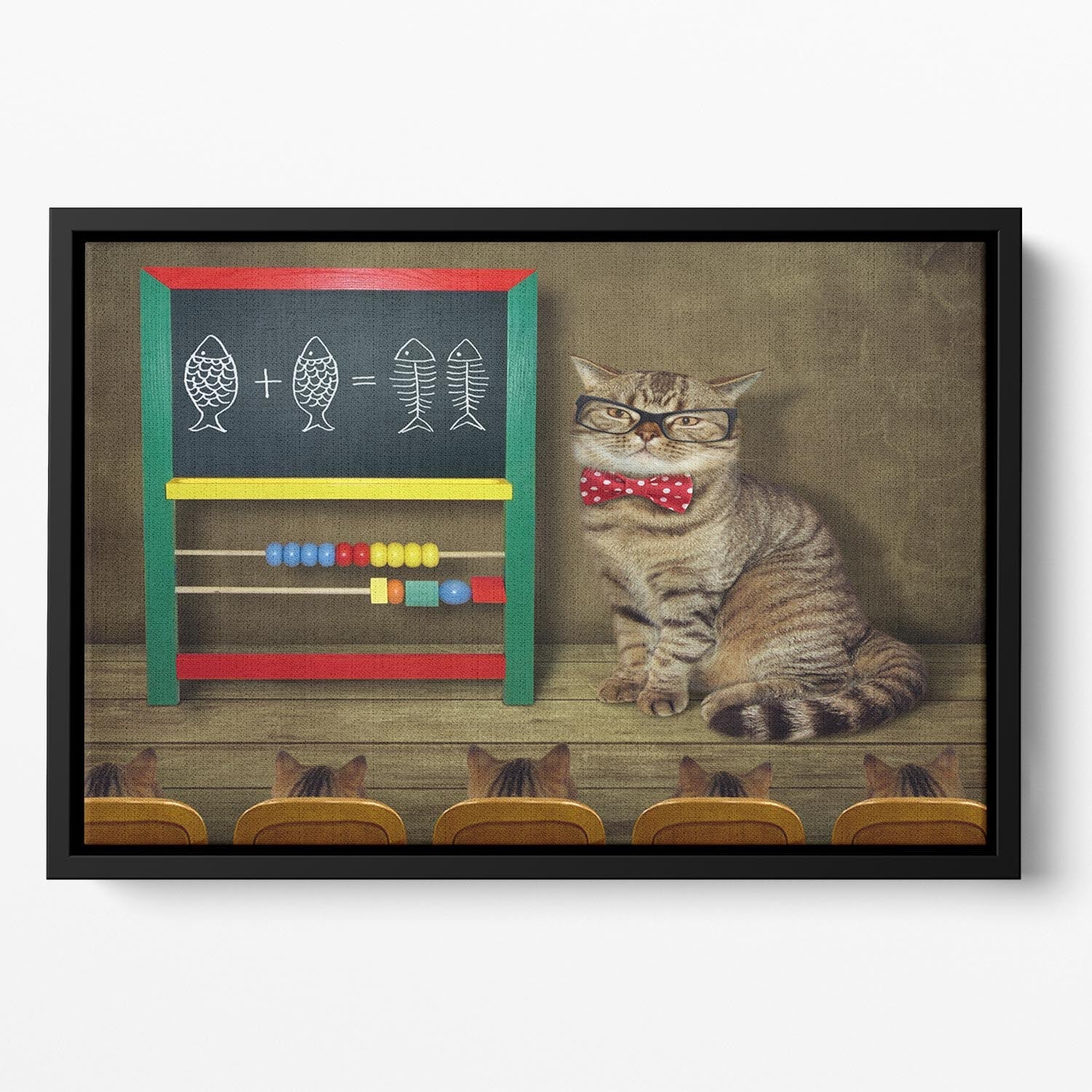 Math lesson Floating Framed Canvas featuring vibrant abstract design in a stylish wooden frame, perfect for modern home decor.