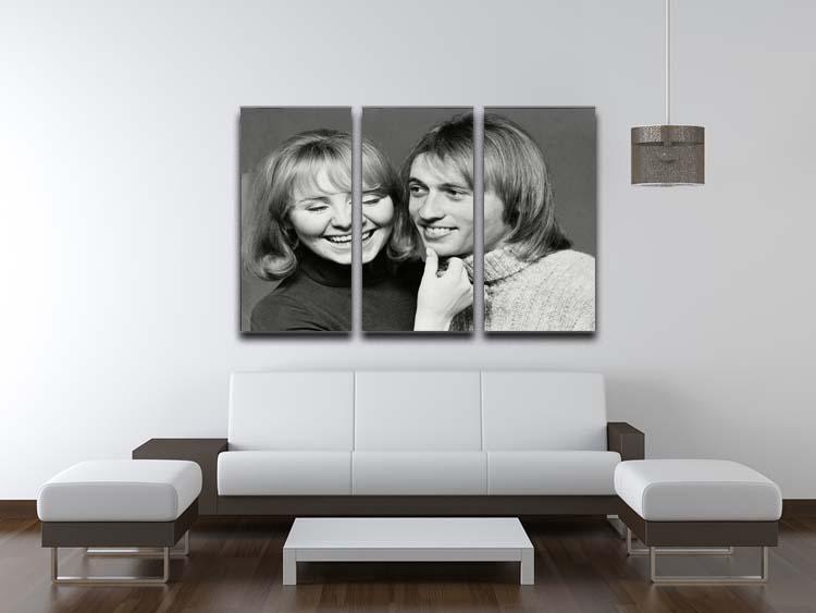 Maurice Gibb with Lulu 3 Split Panel Canvas Print featuring vibrant colors and a captivating design across three panels.