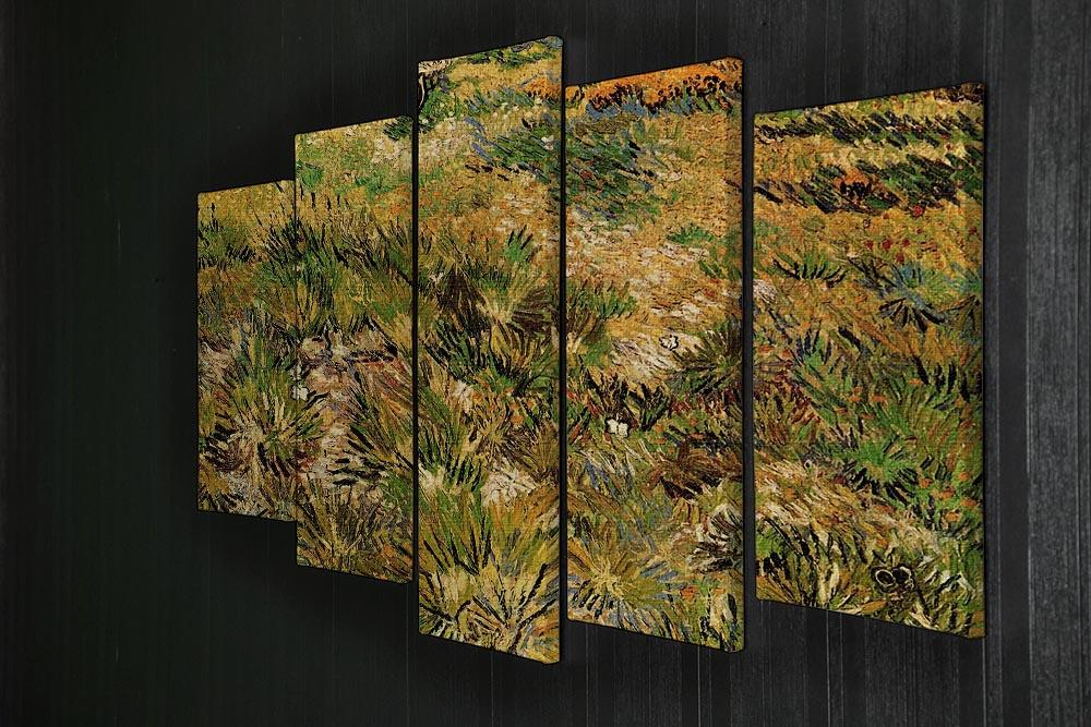 5 Split Panel artwork of Van Gogh's Meadow in the Garden of Saint-Paul Hospital, showcasing vibrant colors and intricate details.