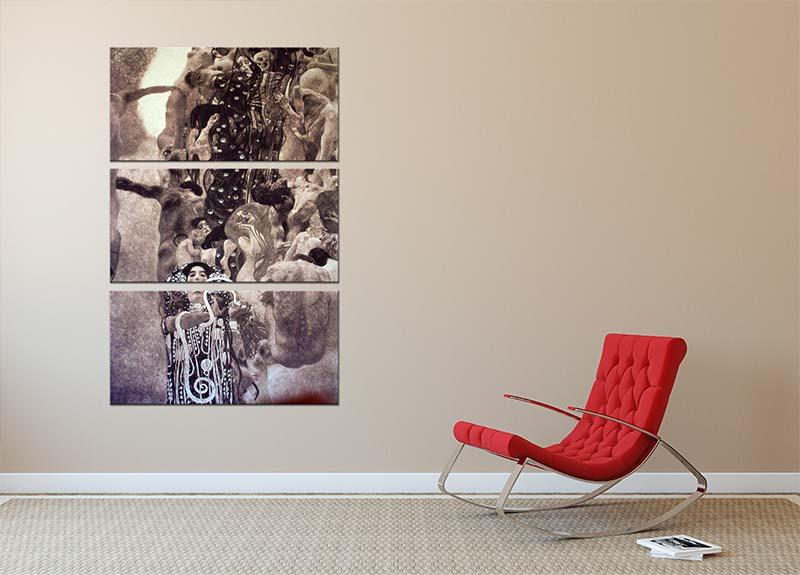 Three-panel canvas print featuring Klimt's Medicine artwork, showcasing vibrant colors and intricate details.
