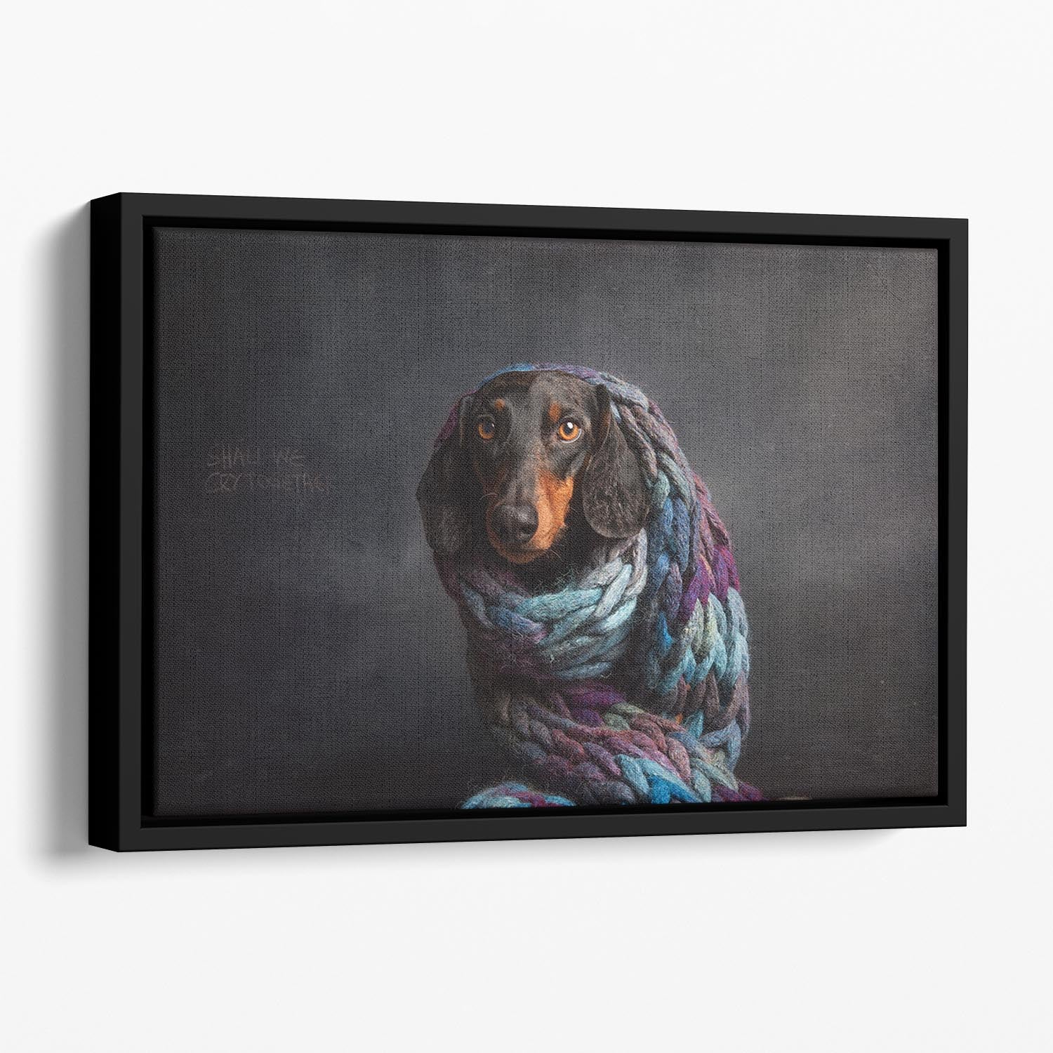Melancholy Floating Framed Canvas featuring vibrant abstract design in an elegant wooden frame, perfect for modern home decor.