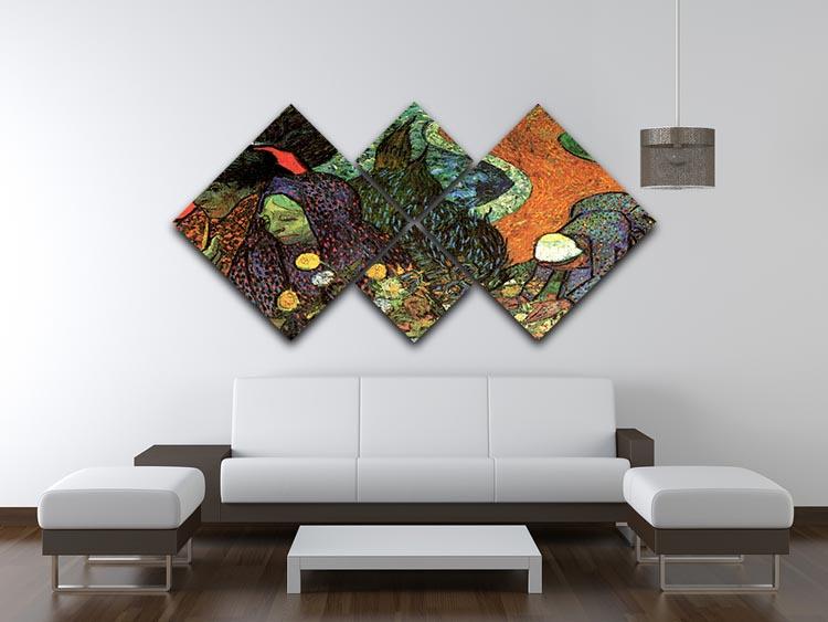 A 4-square multi-panel canvas featuring Van Gogh's Memory of the Garden at Etten, showcasing vibrant colors and intricate details.