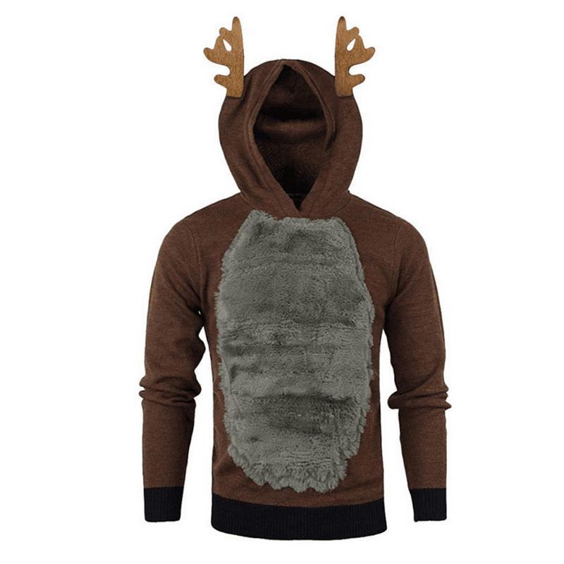 A cozy unisex hoodie featuring a Kawaii elk design, perfect for Christmas celebrations.
