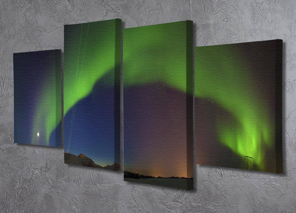 Merry Dancers 4 Split Panel Canvas artwork featuring vibrant colors and dynamic design, displayed in a modern living space.